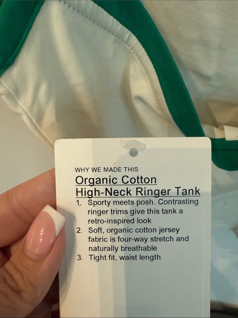 Lululemon Organic Cotton High-Neck Ringer Tank Top XS Raceway Green - Picture 6 of 11